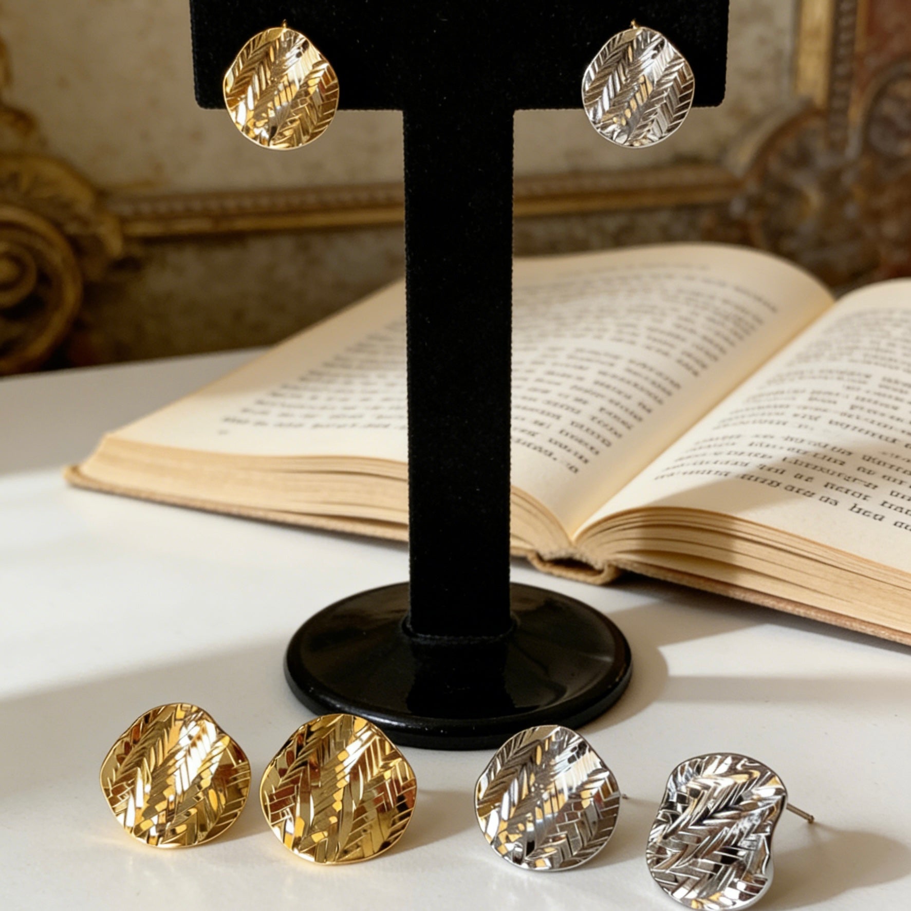 Crushed Ice Disc Earrings