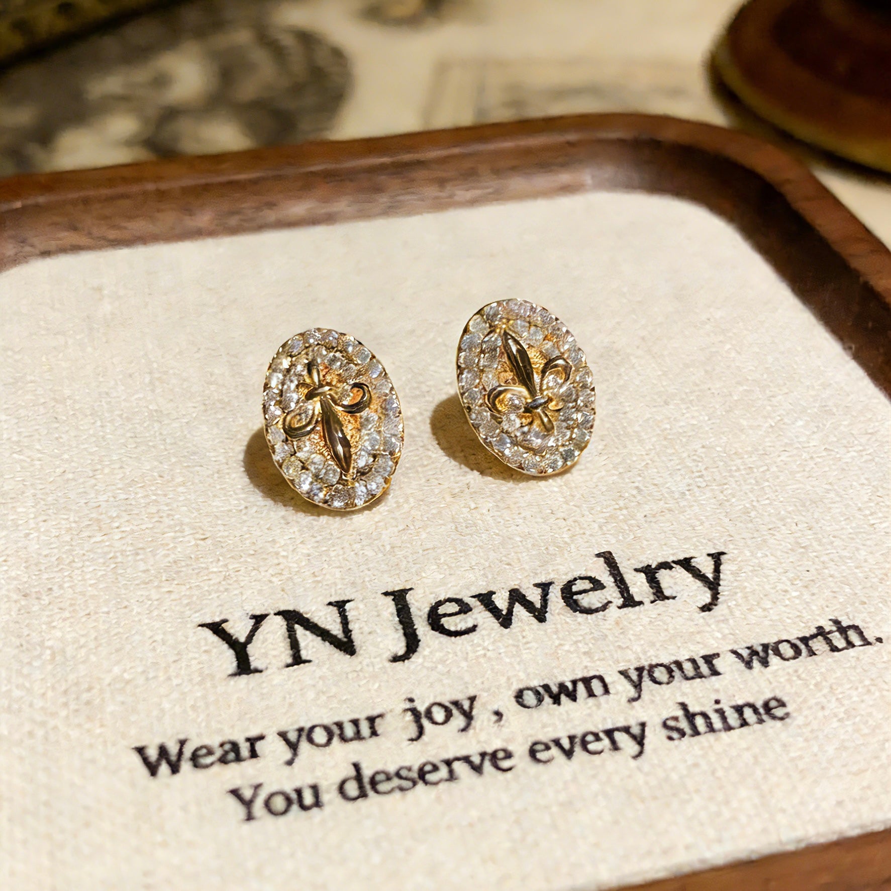 Royal Fleur-de-Lis Pavé Stud Earrings