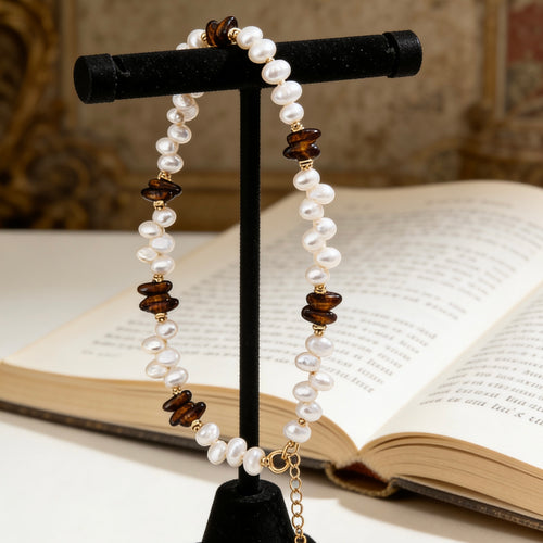 Baroque Pearl & Tortoiseshell Czech Glass Layering Necklace