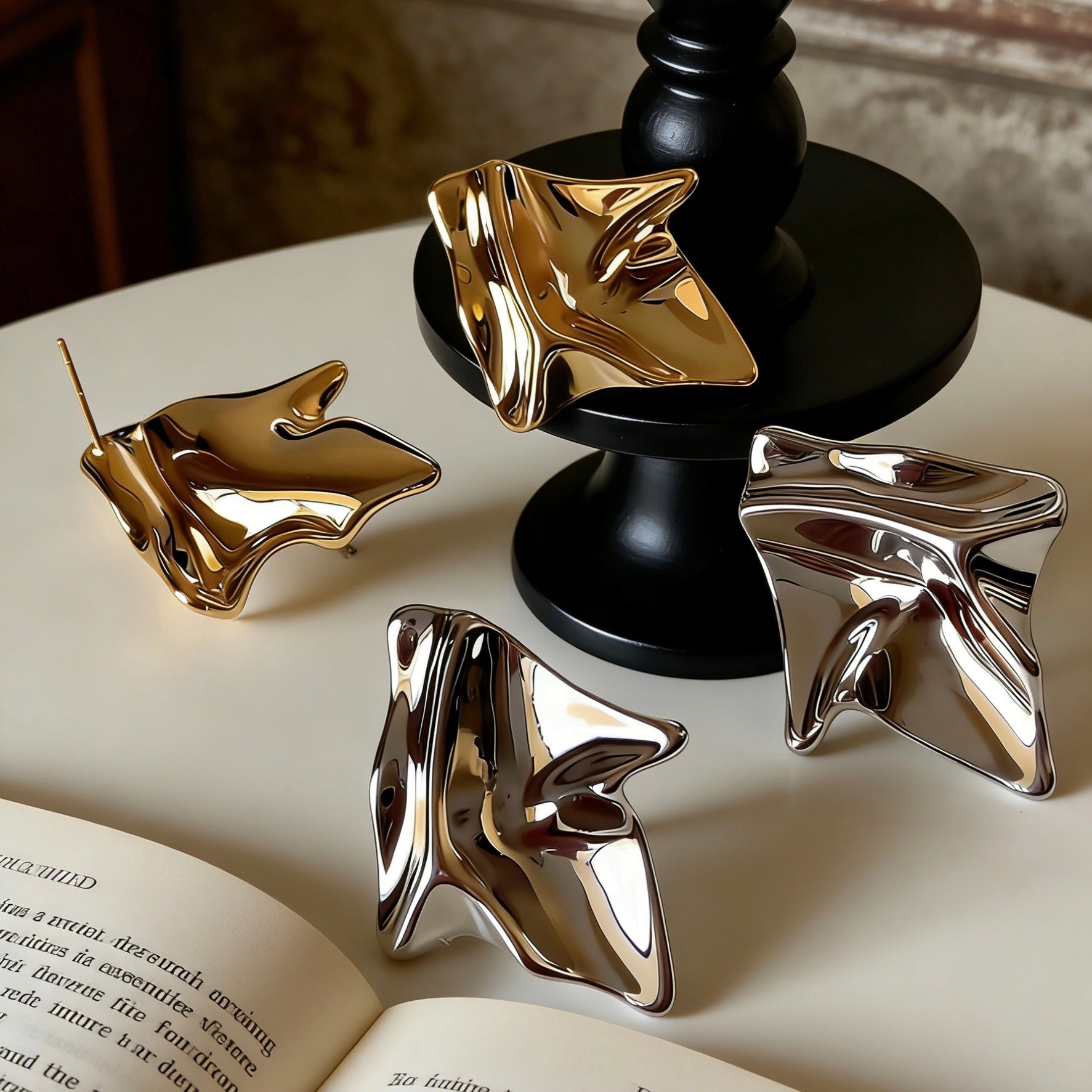 Sculptural Fold Rhombus Stud Earrings