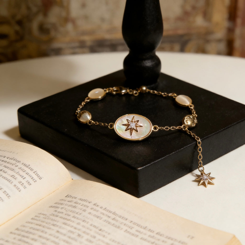 Comet's Tear Mother of Pearl & Zircon Dainty Bracelet