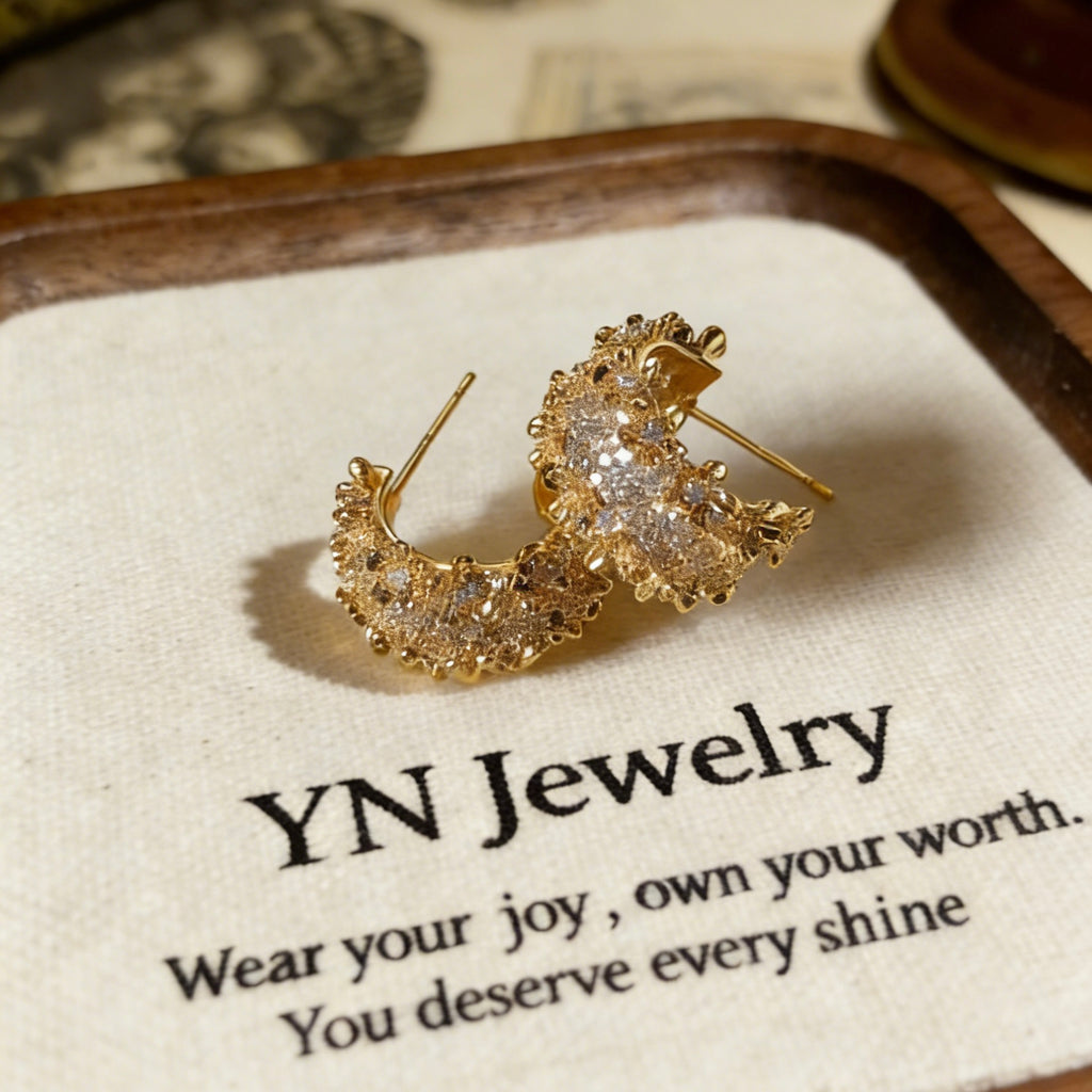 Floral Pavé C-Hoop Earrings