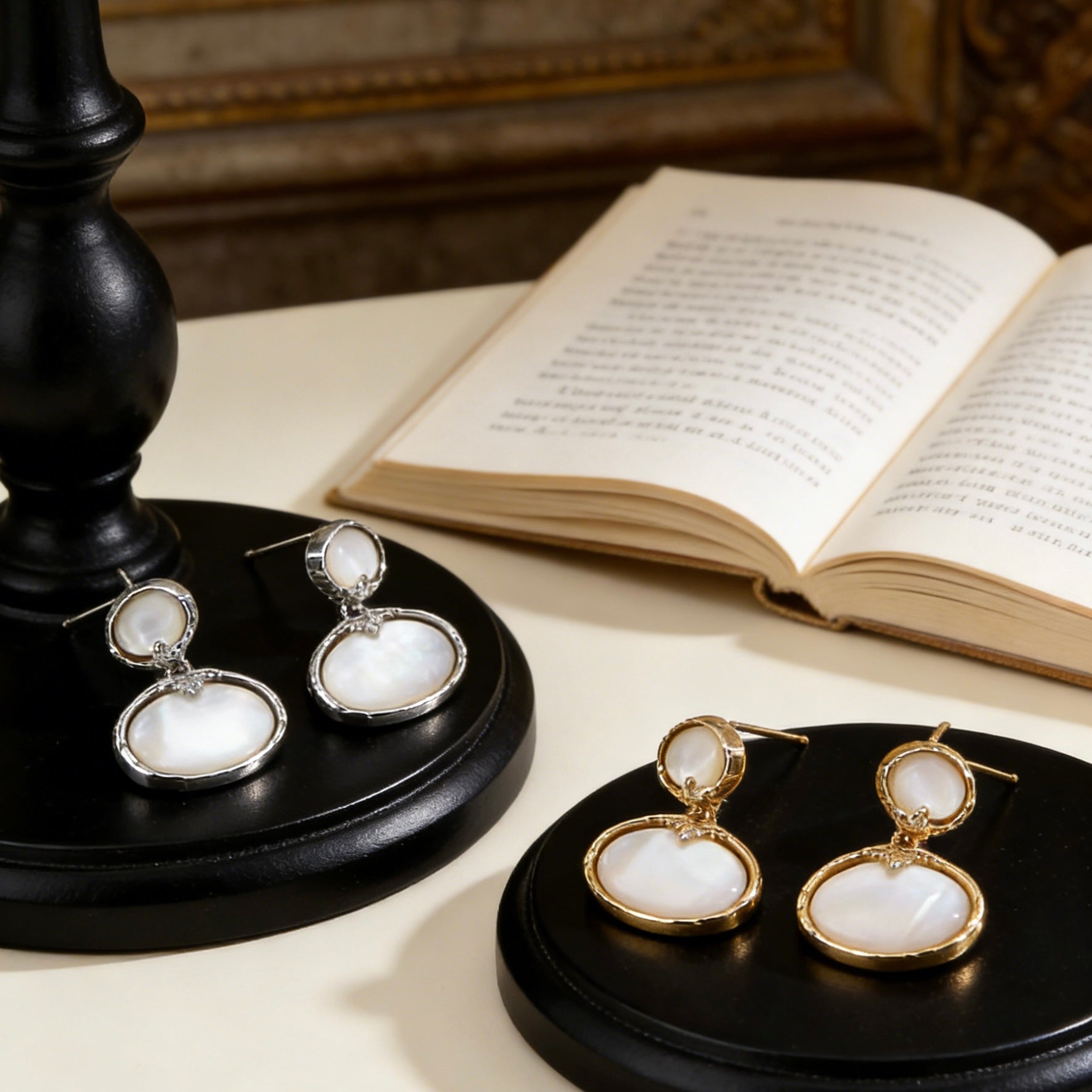 Vintage Mother-of-Pearl Double Drop Earrings