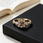 Vintage Champagne Sugar Cube Gold-Plated Zircon Ring