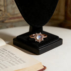 Natural Moonstone Snowflake Halo Open Ring