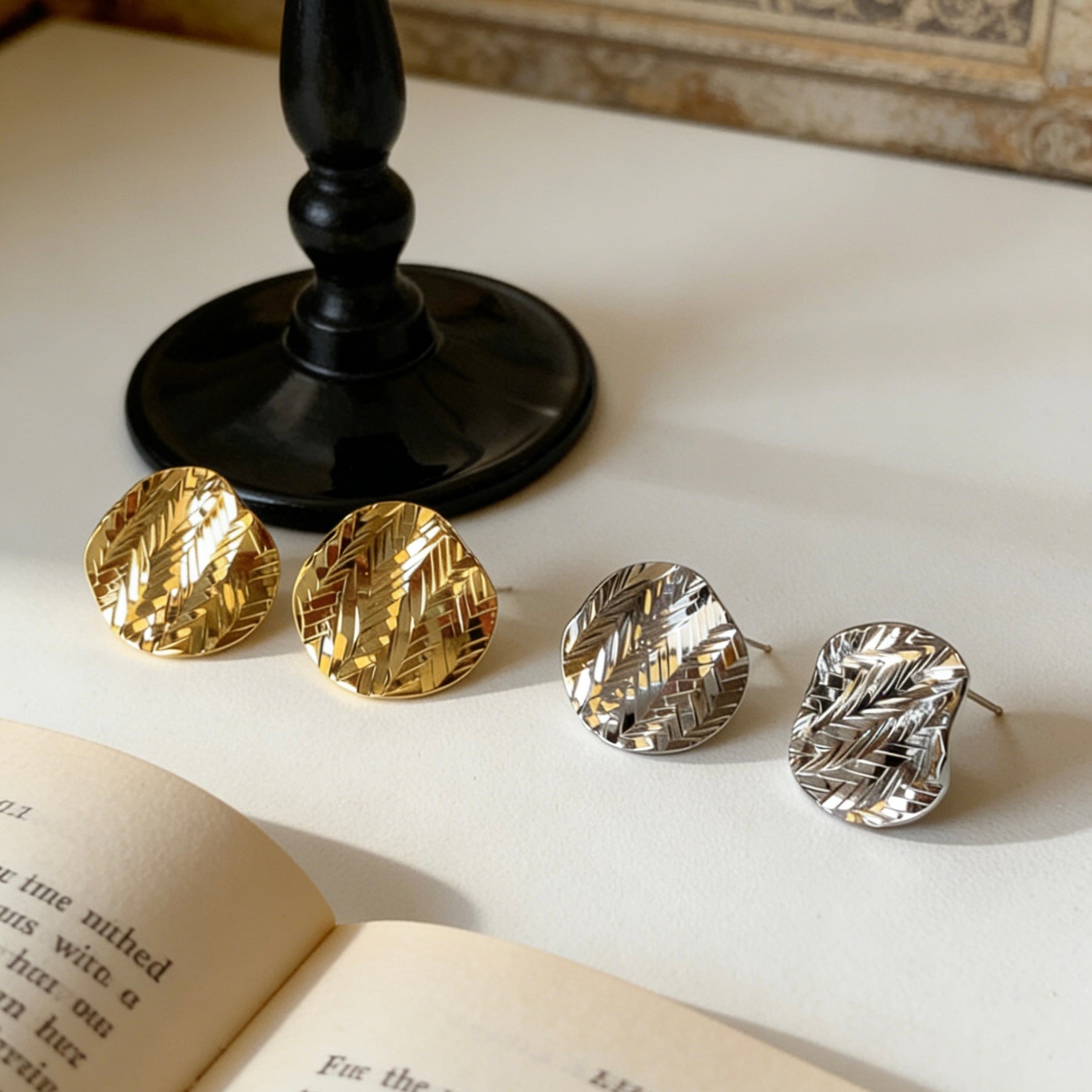 Crushed Ice Disc Earrings