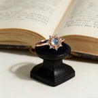 Natural Moonstone Snowflake Halo Open Ring