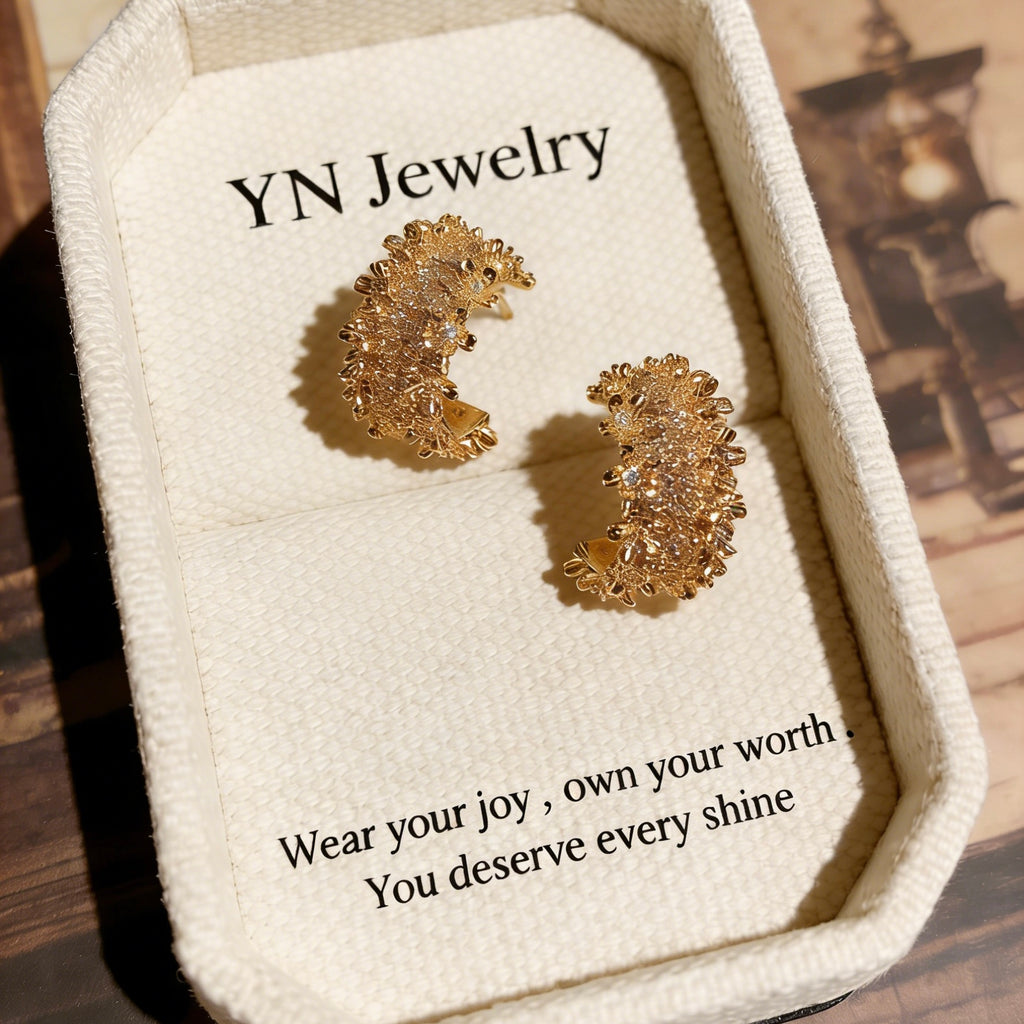 Floral Pavé C-Hoop Earrings