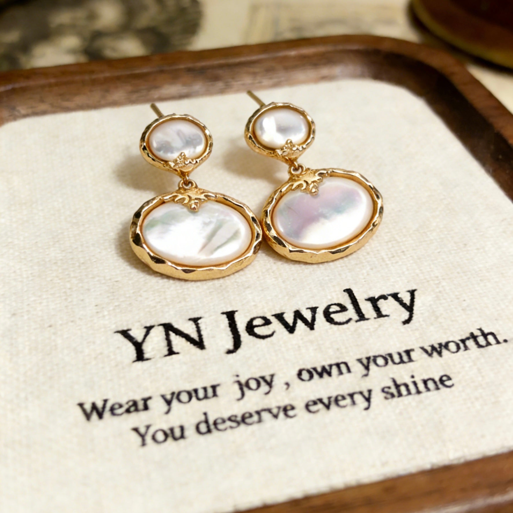 Vintage Mother-of-Pearl Double Drop Earrings