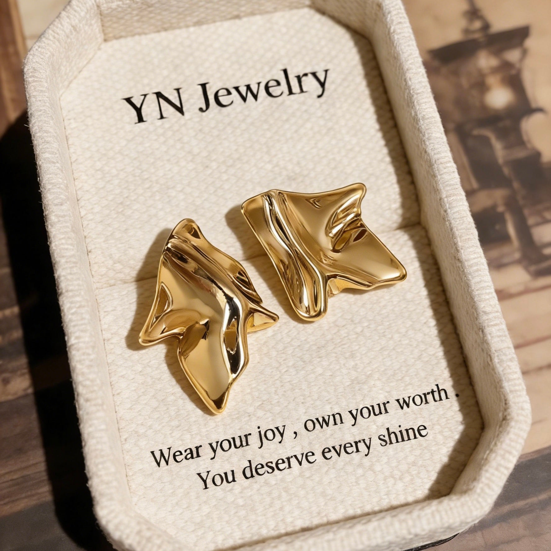 Sculptural Fold Rhombus Stud Earrings