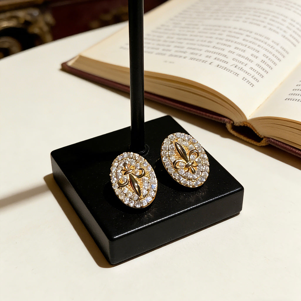 Royal Fleur-de-Lis Pavé Stud Earrings