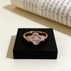 Lucky Clover Pink Mother-of-Pearl & Zircon Rose Gold Ring