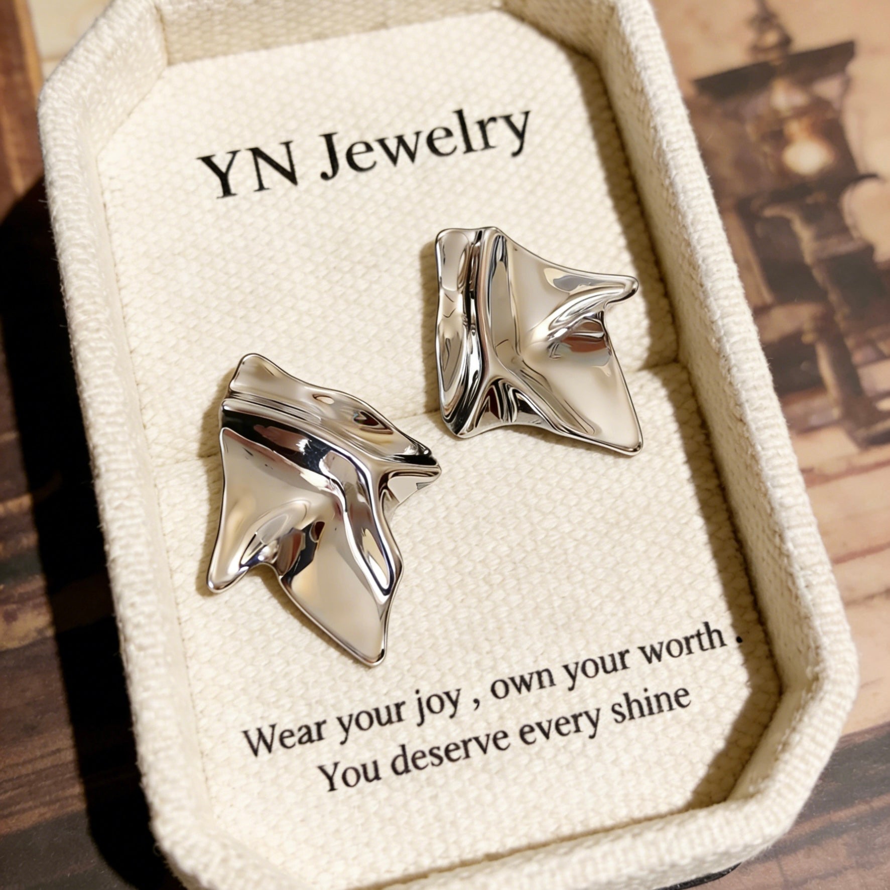 Sculptural Fold Rhombus Stud Earrings