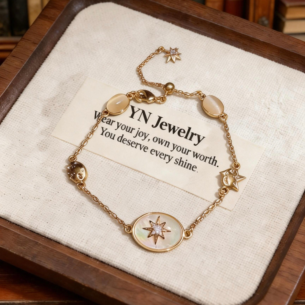 Comet's Tear Mother of Pearl & Zircon Dainty Bracelet