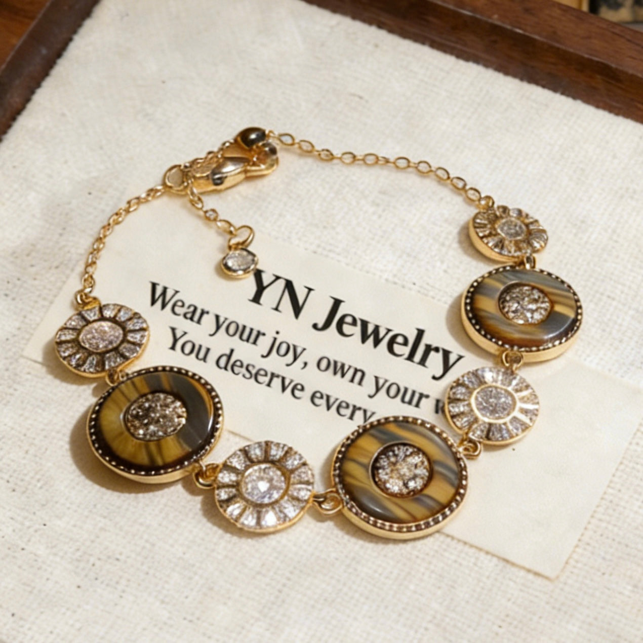 Tiger Eye Windowpane Statement Bracelet