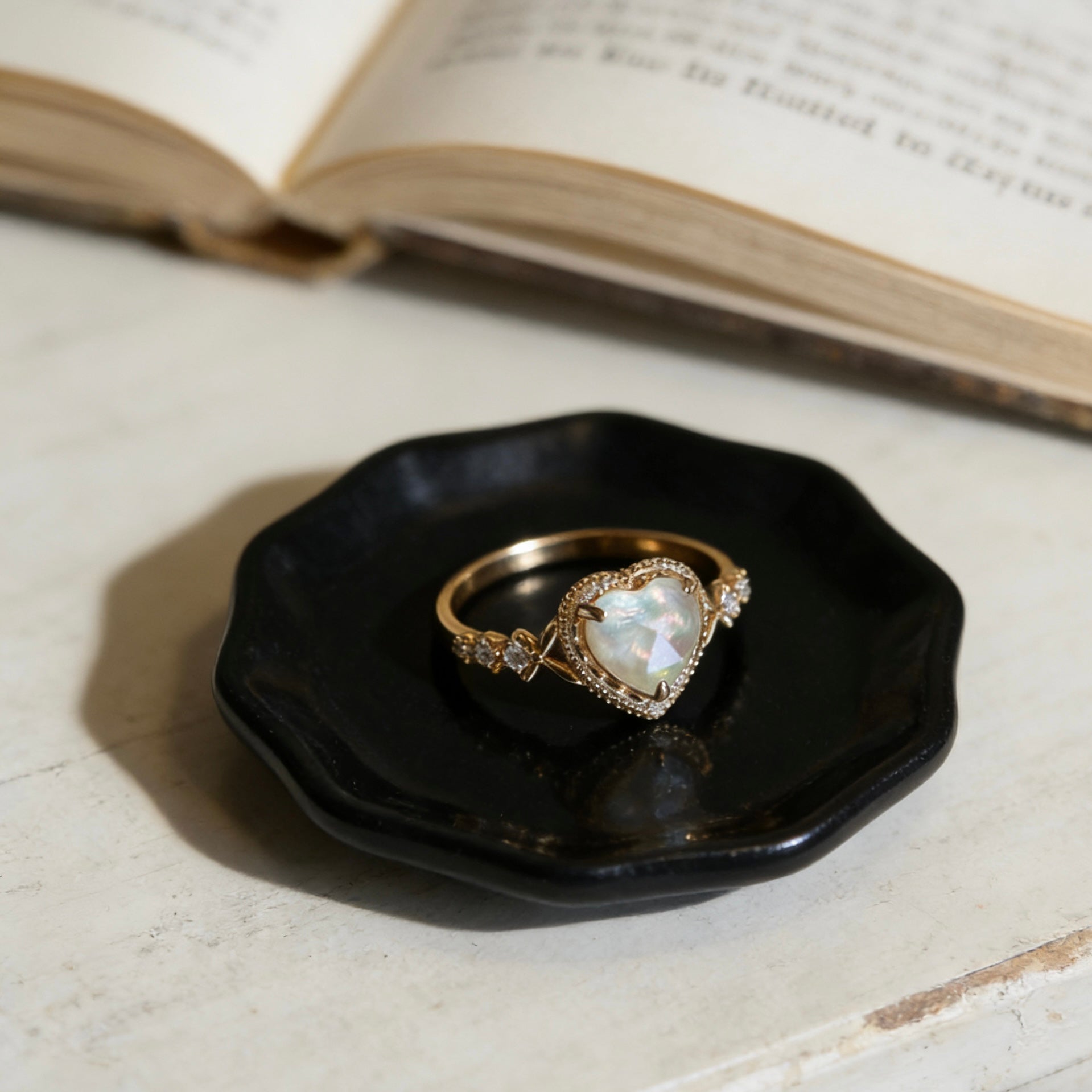 Lumina Heart Iridescent Shell Ring