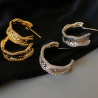 Light Luxury Gold-Plated Platinum-Plated C-Shaped Multi-Zircon Earrings