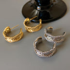 Light Luxury Gold-Plated Platinum-Plated C-Shaped Multi-Zircon Earrings