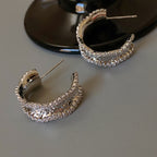 Light Luxury Gold-Plated Platinum-Plated C-Shaped Multi-Zircon Earrings