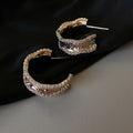 Light Luxury Gold-Plated Platinum-Plated C-Shaped Multi-Zircon Earrings