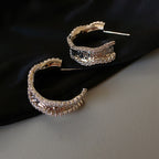 Light Luxury Gold-Plated Platinum-Plated C-Shaped Multi-Zircon Earrings