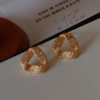 Luxury Gold-Plated Hollow-Twisted Triangular Earrings