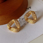Luxury Gold-Plated Hollow-Twisted Triangular Earrings