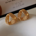 Luxury Gold-Plated Hollow-Twisted Triangular Earrings