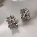 Light Luxury Gold-Plated White-Gold-Plated C-Shaped Multi-Trapezoid Zircon Earrings