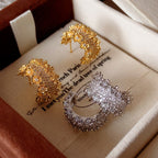 Light-Luxury Gold-Plated Platinum-Plated C-Shaped Multi-Zircon Earrings