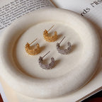 Light-Luxury Gold-Plated Platinum-Plated C-Shaped Multi-Zircon Earrings