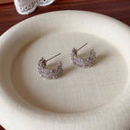 Light-Luxury Gold-Plated Platinum-Plated C-Shaped Multi-Zircon Earrings