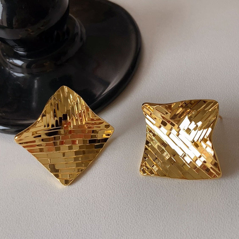 Ins-Style Gold-Plated Platinum-Plated Rhombus-Shaped Earrings