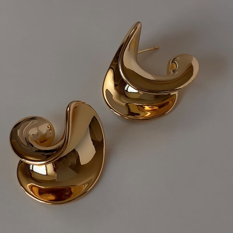 Minimalist Luxury Gold-Plated Silver-Plated Double-Layer C-Shaped Earrings