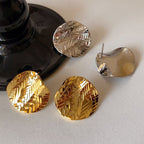 Minimalist Luxury Gold-Plated Platinum-Plated Woven Round Disc Earrings