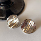 Minimalist Luxury Gold-Plated Platinum-Plated Woven Round Disc Earrings