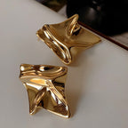 Ins-Style Gold-Plated Platinum-Plated 925 Sterling Silver Geometric-Pleated Earrings