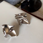 Ins-Style Gold-Plated Platinum-Plated 925 Sterling Silver Geometric-Pleated Earrings