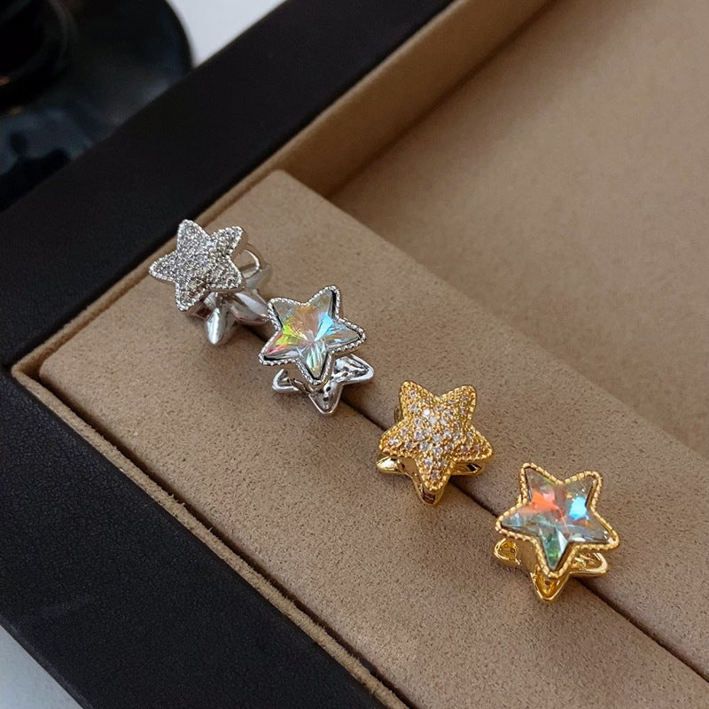 Light-Luxury Gold-Plated Platinum-Plated Star-Shaped Zircon Earrings