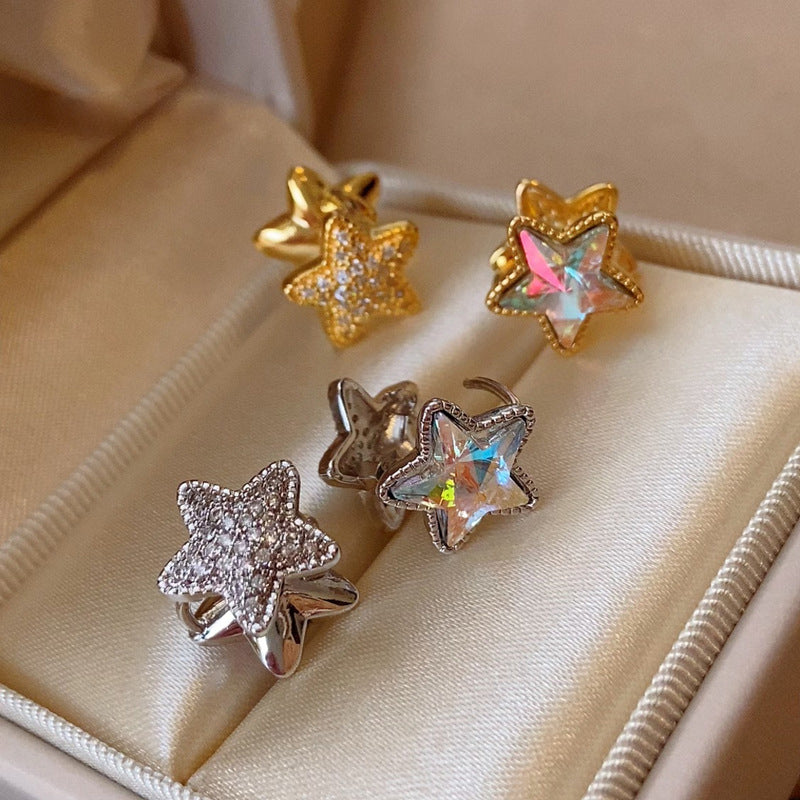 Light-Luxury Gold-Plated Platinum-Plated Star-Shaped Zircon Earrings