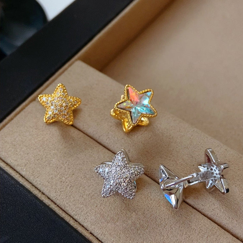 Light-Luxury Gold-Plated Platinum-Plated Star-Shaped Zircon Earrings