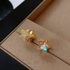 Light-Luxury Gold-Plated Platinum-Plated Star-Shaped Zircon Earrings