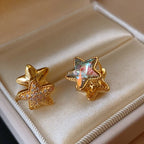 Light-Luxury Gold-Plated Platinum-Plated Star-Shaped Zircon Earrings