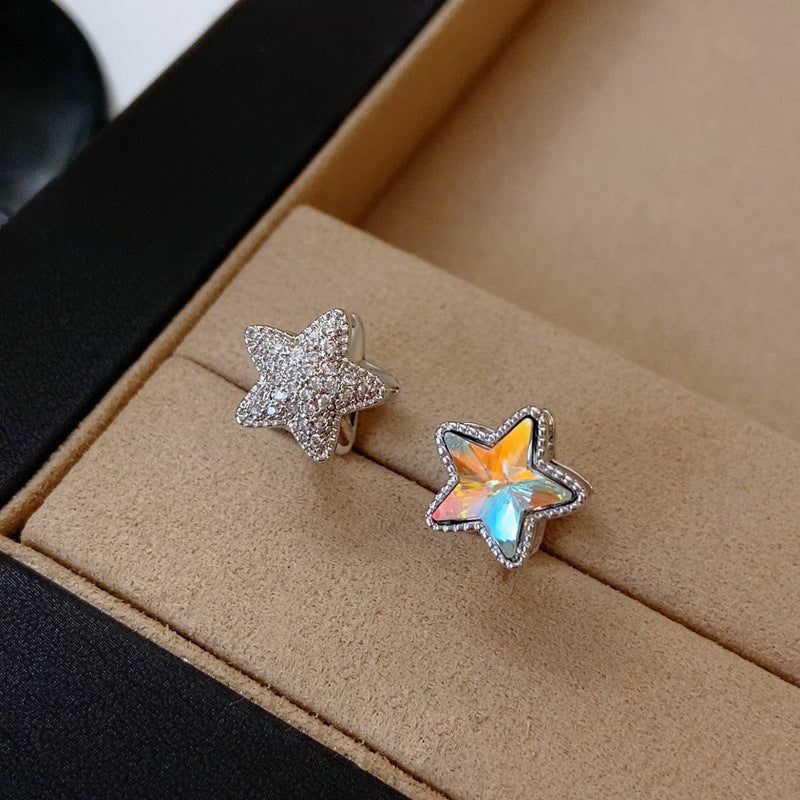 Light-Luxury Gold-Plated Platinum-Plated Star-Shaped Zircon Earrings