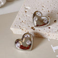 925 Sterling Silver Gold-Plated Platinum-Plated Heart Multi-Zircon Earrings