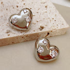 925 Sterling Silver Gold-Plated Platinum-Plated Heart Multi-Zircon Earrings
