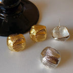 Light Luxury S925 Sterling Silver Gold-Plated Platinum-Plated Twisted-Surface Earrings