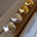 Light Luxury S925 Sterling Silver Gold-Plated Platinum-Plated Twisted-Surface Earrings