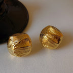 Light Luxury S925 Sterling Silver Gold-Plated Platinum-Plated Twisted-Surface Earrings
