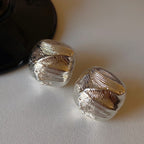 Light Luxury S925 Sterling Silver Gold-Plated Platinum-Plated Twisted-Surface Earrings